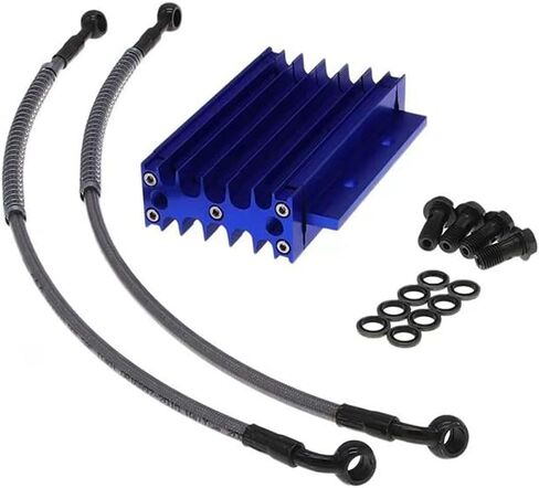 CNC Engine Oil Cooler Kit, Aluminum Alloy Oil Cooler Cooling Radiator Hose Bolt Kit for Monkey Pit Dirt Bike 110cc 125cc 140cc 150cc(BLUE) in Saudi Arabia
