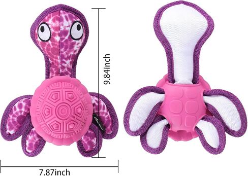 Squeaky Turtle Dog Toy, Treat Dispensing Rubber Ball, Bite Resistant Plush Chew Toy, Interactive Tug & Fetch Enrichment Toy for Medium & Small Breeds, Safe & Engaging for Puppies (Orange) in Saudi Arabia