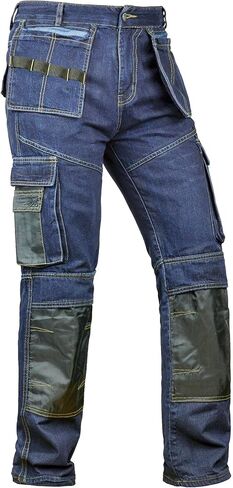 Juicy Trendz Denim Work Pants for Men Construction Heavy Duty Utility Pants Men Cargo Multi Pockets Carpenter Jeans in Kuwait