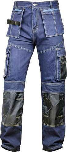 Juicy Trendz Denim Work Pants for Men Construction Heavy Duty Utility Pants Men Cargo Multi Pockets Carpenter Jeans in Kuwait