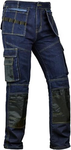 Juicy Trendz Denim Work Pants for Men Construction Heavy Duty Utility Pants Men Cargo Multi Pockets Carpenter Jeans in Kuwait