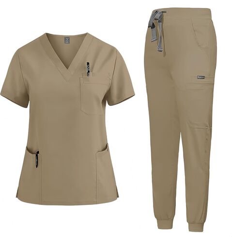 Unisex Short-sleeved Scrubs Medical suit, Nurse Uniform,V-neck，Stretch, Quick-drying in Kuwait