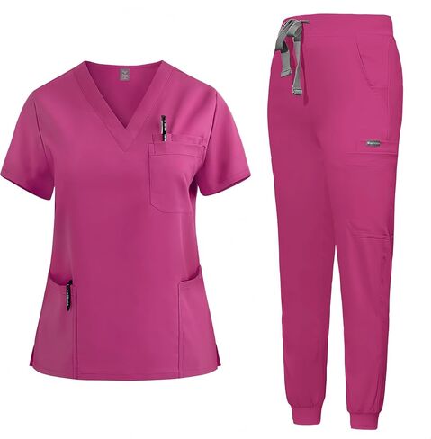 Unisex Short-sleeved Scrubs Medical suit, Nurse Uniform,V-neck，Stretch, Quick-drying in Kuwait