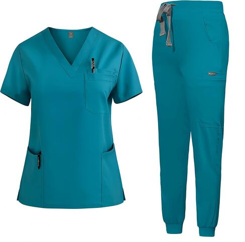 Unisex Short-sleeved Scrubs Medical suit, Nurse Uniform,V-neck，Stretch, Quick-drying in Kuwait