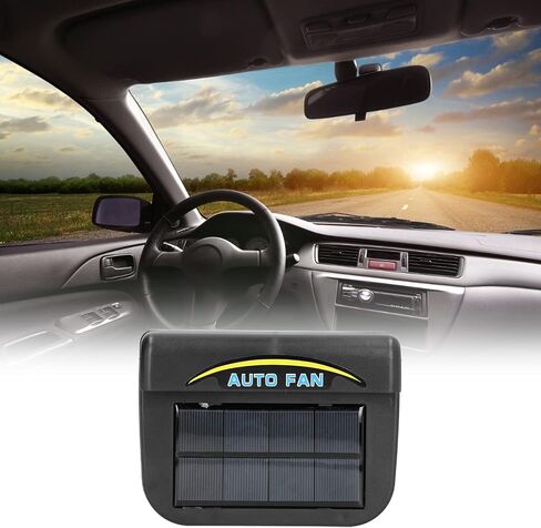 Air Vent Ventiatiator Window Windshield Auto Air Vent ، Solar Car Car Off Fan Solar Ventilator Ventilator Car Car Fan ، نظام التهوية الرادياتير ، 0.5W ، ABS (5.9 × 4.3 × 2.4 بوصة ، أسود) (لوحة كبيرة) ، ج in Saudi Arabia