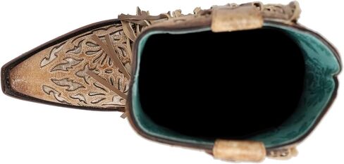 Corral Ladie's Saddle Lamb inlay & Embroidery & Studs & Fringes ، Snip Toe ، Leather Sole ، Western ، C3766 in Kuwait
