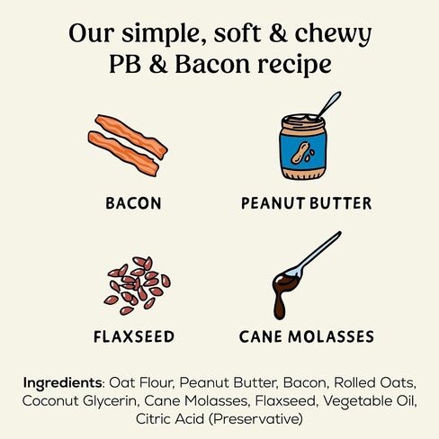 Poke's Bac'n Me Crazy Treats for Dogs, Limited Ingredient & Natural Dog Treats, Wheat-Free & Made in The USA, Bacon & Peanut Butter Soft & Chewy Treats, 8oz in Saudi Arabia