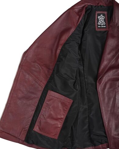 سترة جلدية نسائية غير متماثلة من Decrum - سترات من جلد الخراف الحقيقي بحزام للنساء in Kuwait