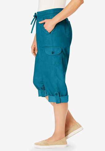 Woman Within Plus Size Petite Convertible Length Cargo Capri/Bermuda in Saudi Arabia