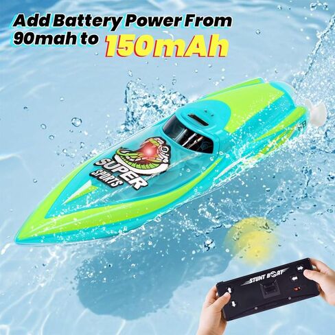 Mini Remote Control Boat RC Boat 2.4Ghz 360 Rotating LED Lights bulit-in Rechargeable Battery Swimming Pool Toys Remote Control Boats for Kids 8-12 Years Birthday Gift Spider in Kuwait