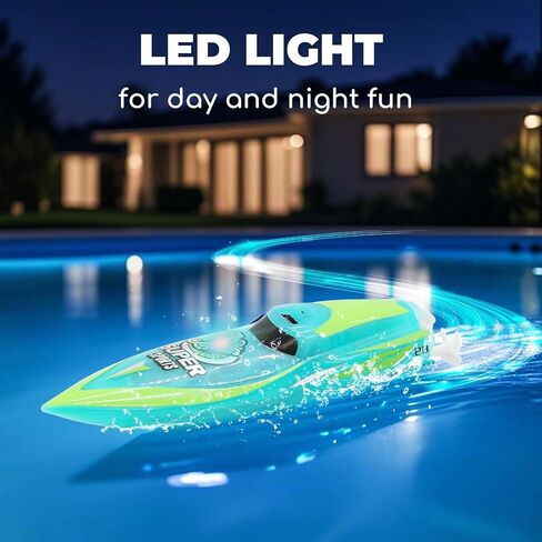 Mini Remote Control Boat RC Boat 2.4Ghz 360 Rotating LED Lights bulit-in Rechargeable Battery Swimming Pool Toys Remote Control Boats for Kids 8-12 Years Birthday Gift Spider in Kuwait