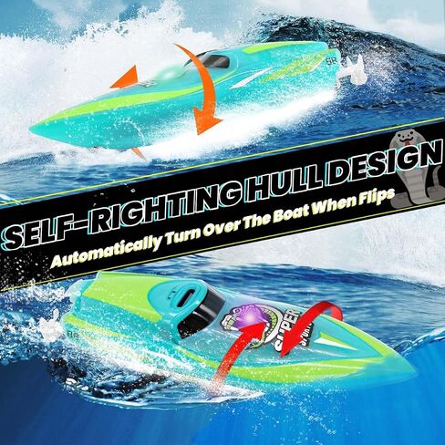 Mini Remote Control Boat RC Boat 2.4Ghz 360 Rotating LED Lights bulit-in Rechargeable Battery Swimming Pool Toys Remote Control Boats for Kids 8-12 Years Birthday Gift Spider in Kuwait