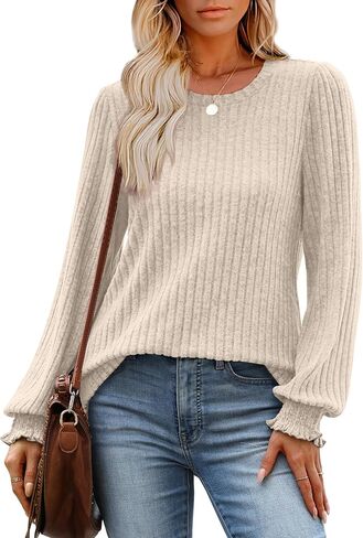 OFEEFAN Womens Tops Dressy Casual Long Sleeve Shirts for Women Business Casual Outfits Lightweight Fall Sweaters Warm in Saudi Arabia