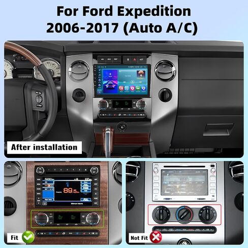 2+64G Android Car Stereo for Ford Expedition 2006-2017 (Auto A/C) Upgrade Replacement Radio Carplay Android Auto Mirror Link 30 Themes 9 inch Touchscreen Head Unit FM GPS Bluetooth+Backup Camera&MIC in Kuwait