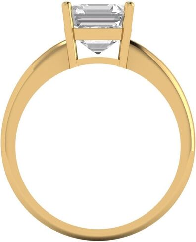 Clara Pucci 14K Yellow Gold Ring for Women White Sapphire Vintage Solitaire 2 carats Asscher Cut Birthstone Statement Ring Gift for Her Sizes 3.5 to 11 in Saudi Arabia