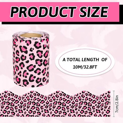 32.8 Ft Leopard Print Bulletin Board Border Brown Animal Spot Border Trim Self Adhesive Safari Animal Bulletin Board Stickers Roll for School Classroom Office Chalkboard Party Decor in Saudi Arabia