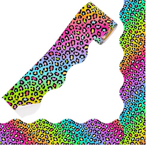 32.8 Ft Leopard Print Bulletin Board Border Brown Animal Spot Border Trim Self Adhesive Safari Animal Bulletin Board Stickers Roll for School Classroom Office Chalkboard Party Decor in Saudi Arabia
