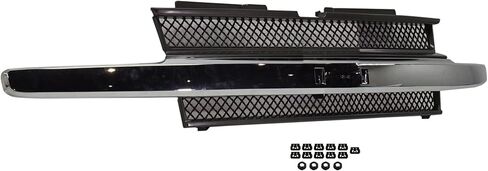 Garage-Pro Grille Assembly Compatible with Chevrolet Trailblazer 2002-2009, Painted Black, with Chrome Center Bar, without Headlamps Washer Holes in Saudi Arabia