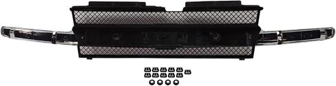 Garage-Pro Grille Assembly Compatible with Chevrolet Trailblazer 2002-2009, Painted Black, with Chrome Center Bar, without Headlamps Washer Holes in Saudi Arabia