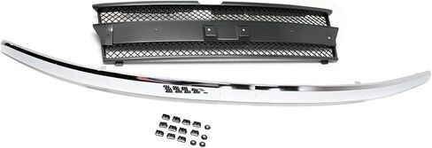 Garage-Pro Grille Assembly Compatible with Chevrolet Trailblazer 2002-2009, Painted Black, with Chrome Center Bar, without Headlamps Washer Holes in Saudi Arabia