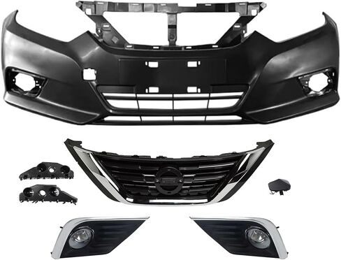 Altima Front Bumper Cover Kit Fits 2016 2017 2018 Ni-ssan Altima SL SR S SV Sedan W/Upper Grille Lower Grill & Fog Lights - Full Body Set in Saudi Arabia