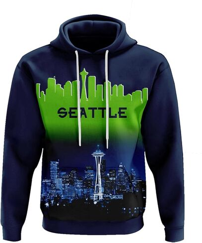 City Night View Silhouette Skyline Football Hoodie Gift for Men American Football Sweatshirt Pullover Top Long Sleeve Hoodie in Kuwait