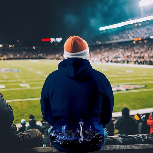 City Night View Silhouette Skyline Football Hoodie Gift for Men American Football Sweatshirt Pullover Top Long Sleeve Hoodie in Kuwait