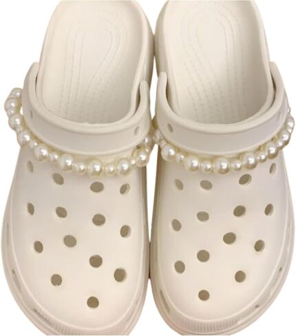 2Pcs Pearl Shoe Chains, Bling Shoe Charms Decoration for Women Party Favors in Saudi Arabia