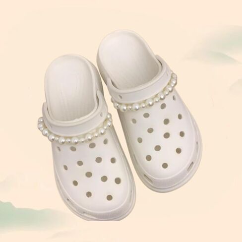 2Pcs Pearl Shoe Chains, Bling Shoe Charms Decoration for Women Party Favors in Saudi Arabia