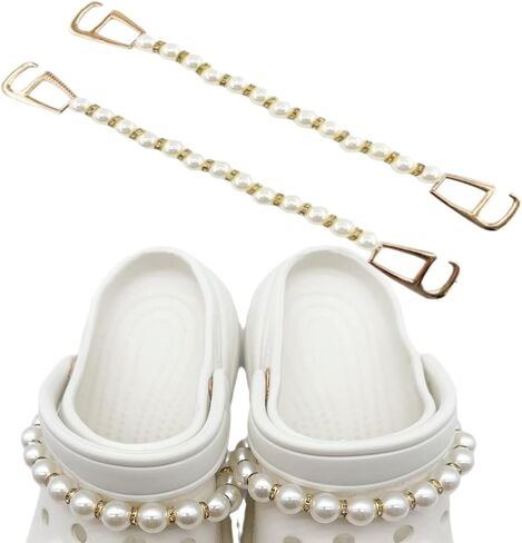 2Pcs Pearl Shoe Chains, Bling Shoe Charms Decoration for Women Party Favors in Saudi Arabia