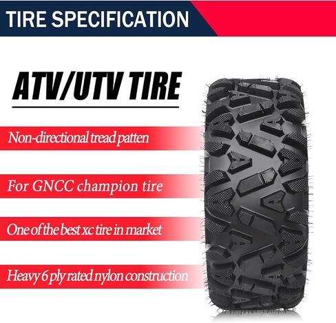 2 Pcs 25x8-12 ATV/UTV Tires 6PR, All Terrain 15mm Tread Depth 25x8x12 Trail Sand Mud Stream Off-Road Tires in Saudi Arabia