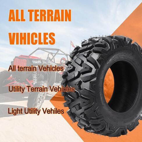 2 Pcs 25x8-12 ATV/UTV Tires 6PR, All Terrain 15mm Tread Depth 25x8x12 Trail Sand Mud Stream Off-Road Tires in Saudi Arabia