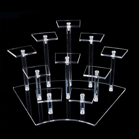 9-Tier Perfume Organizer, Acrylic Display Risers Stand, Cute Cupcake Stand Display, Shelf for Funko POP Action Figures, Collection Dessert Jewelry Cosmetics Desktop Decoration ( Black ) in Kuwait