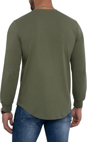 3 Pack Men's Long Sleeve Pure Cotton T-Shirt Crewneck Pocket Tee Longline Casual Lightweight Fall Basic Shirts in Saudi Arabia