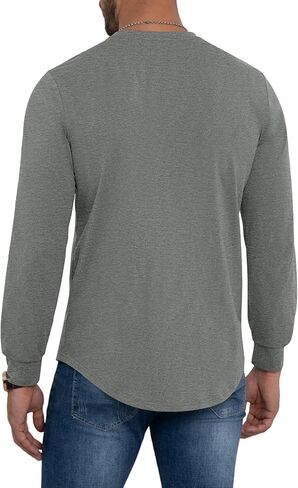 3 Pack Men's Long Sleeve Pure Cotton T-Shirt Crewneck Pocket Tee Longline Casual Lightweight Fall Basic Shirts in Saudi Arabia