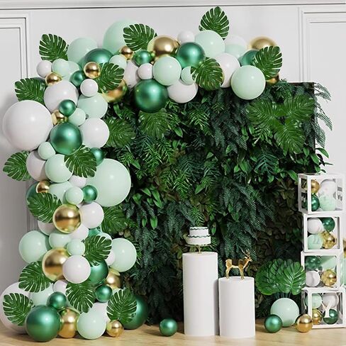 XONOR Artificial Monstera Leaves Fake Tropical Leaves, Faux Palm Leaves for Jungle Hawaiian Dinosaur Luau Party Table Decoration Wedding Birthday Theme Party (100Pcs, Monstera) in Saudi Arabia