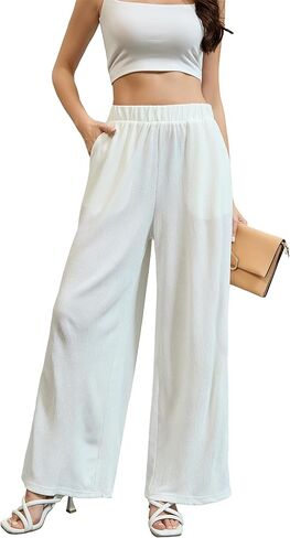 2025 Women Pants Summer Casual Loose Wide Leg Palazzo Pants in Saudi Arabia
