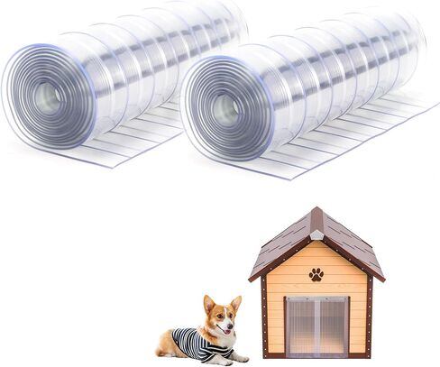 ClawJaw Dog Door Replacement Flaps, Dog House Flap-11.8" W x 4.1' L, Plastic Vinyl Door Strips for DIY Pet Door - Doghouse or Kennel Door Flap, Clear in Kuwait