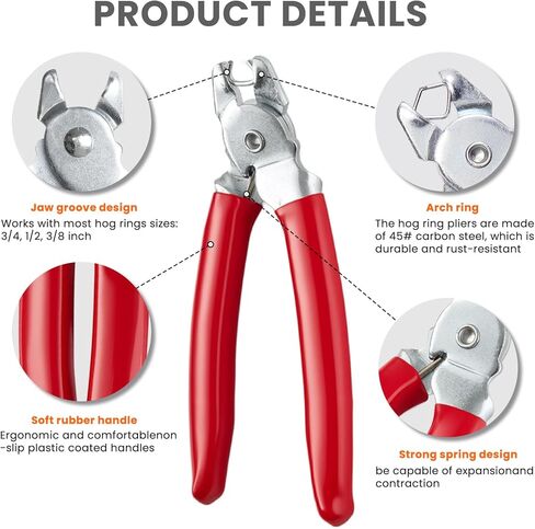 Hog Ring Pliers,Professional upholstery Hog Rings Pliers Kit,Auto Upholstery Installation Tool for Fence,animal pet cages,railings,wires,Ropes,sausage and Meat Casings(Bent Hog Ring Plier) in Saudi Arabia