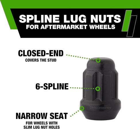 DPAccessories Black M14x1.50 LUG NUTS لعجلات ما بعد البيع - موالف الخطوط المزدوجة المغلقة - 35 مم (1.38 ") - مجموعة من 20 - LCS3N8HE2BK04020 in Saudi Arabia