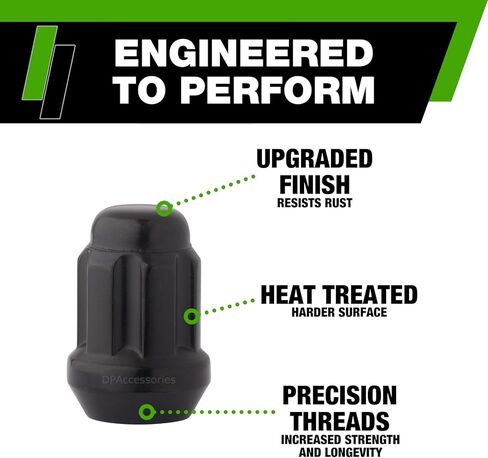 DPAccessories Black M14x1.50 LUG NUTS لعجلات ما بعد البيع - موالف الخطوط المزدوجة المغلقة - 35 مم (1.38 ") - مجموعة من 20 - LCS3N8HE2BK04020 in Saudi Arabia