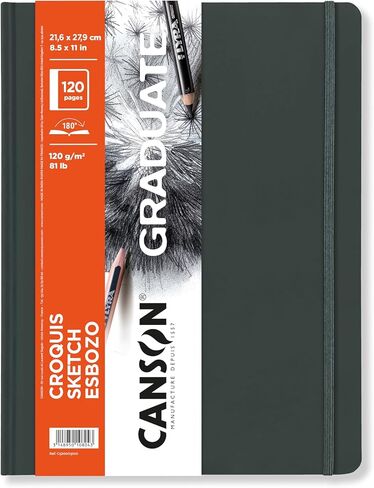 Canson Graduate Sketch HARDBACK Book 52SH/104P 140G Portrait Sketchbooks, 5.5x8.5'' - 14x21.6cm, White in Kuwait
