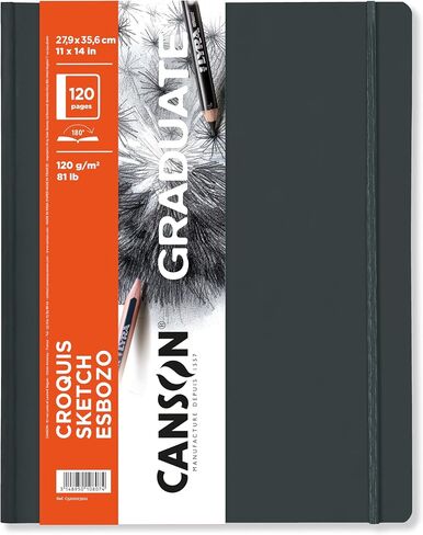 Canson Graduate Sketch HARDBACK Book 52SH/104P 140G Portrait Sketchbooks, 5.5x8.5'' - 14x21.6cm, White in Kuwait