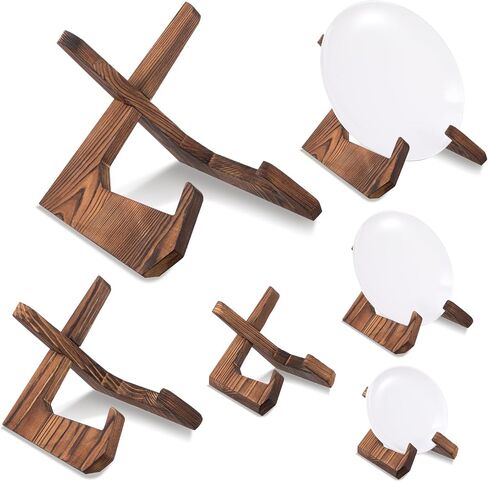 Honeydak 3 Pack 3 Size Bowl Stands for Display - 3.5, 4.5, 6.5 Inch Wooden Plate Holders Easel Frame Holder Display Stand for Large Deep Platters Dishes, Mini Easel, Frame, Card, Plaque, Book in Saudi Arabia
