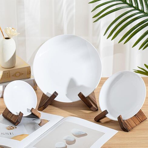 Honeydak 3 Pack 3 Size Bowl Stands for Display - 3.5, 4.5, 6.5 Inch Wooden Plate Holders Easel Frame Holder Display Stand for Large Deep Platters Dishes, Mini Easel, Frame, Card, Plaque, Book in Saudi Arabia