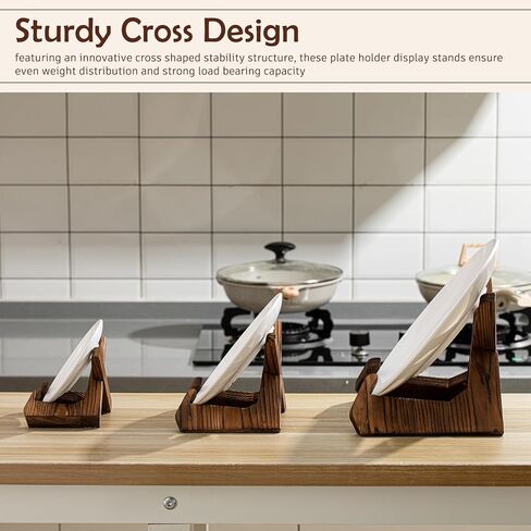 Honeydak 3 Pack 3 Size Bowl Stands for Display - 3.5, 4.5, 6.5 Inch Wooden Plate Holders Easel Frame Holder Display Stand for Large Deep Platters Dishes, Mini Easel, Frame, Card, Plaque, Book in Saudi Arabia
