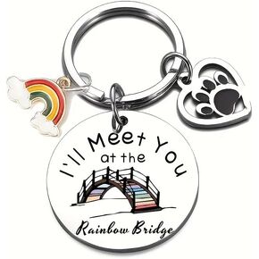 Pet Memorial Keychain, Rainbow Bridge Paw Print Charm, Loss of Pet Gift with Rainbow Pendant in Saudi Arabia