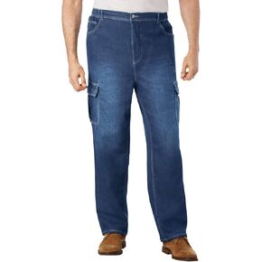 KingSize Men's Big & Tall Relaxed Fit Cargo Denim Look Sweatpants in Saudi Arabia