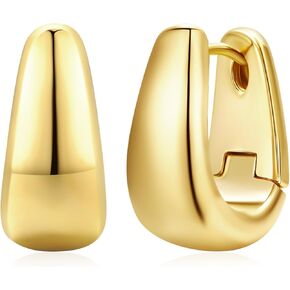 أقراط صغيرة مكتنزة للنساء 14K الذهب الحقيقي مطلي 925 الفضة الاسترليني بوست بيضاوي أقراط الأطواق Hypoallergenic Huggie Hoops الأطواق الهدايا المجوهرات للنساء in Kuwait