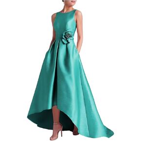 Sleeveless Mother of The Bride Dresses Hi-lo Evening Gowns Modest Wedding Guest Dress Satin Round Neck in Saudi Arabia